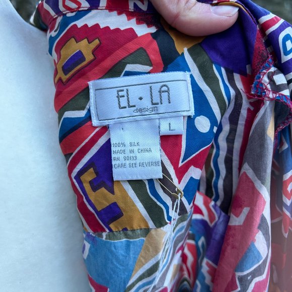 Vintage EL LA Design Silk Button Down - Picture 3 of 7